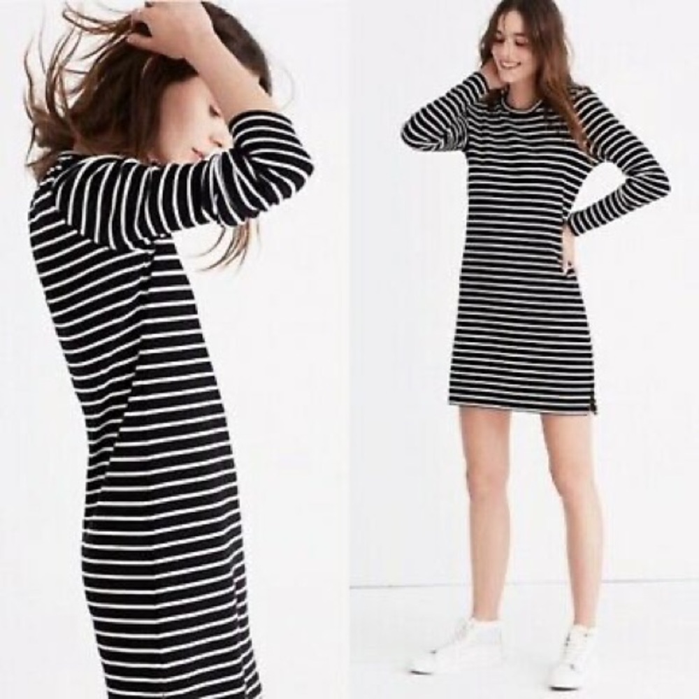 Madewell coin toss stripe dress navy & white S